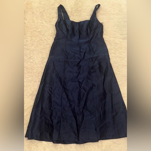 NEW ALFRED SUNG D826 Sleeveless Square-Neck A Line Gown w Pockets navy sz 24 w - Picture 7 of 7